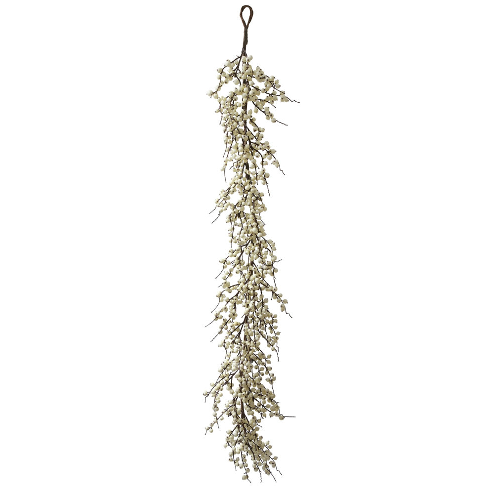Vickerman 60" White Wild Berry Artificial Christmas Garland Unlit