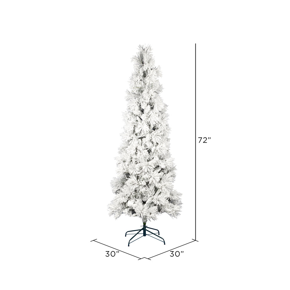 Vickerman 6' x 30" Unlit Flocked Atka Pine Pencil Artificial Christmas tree