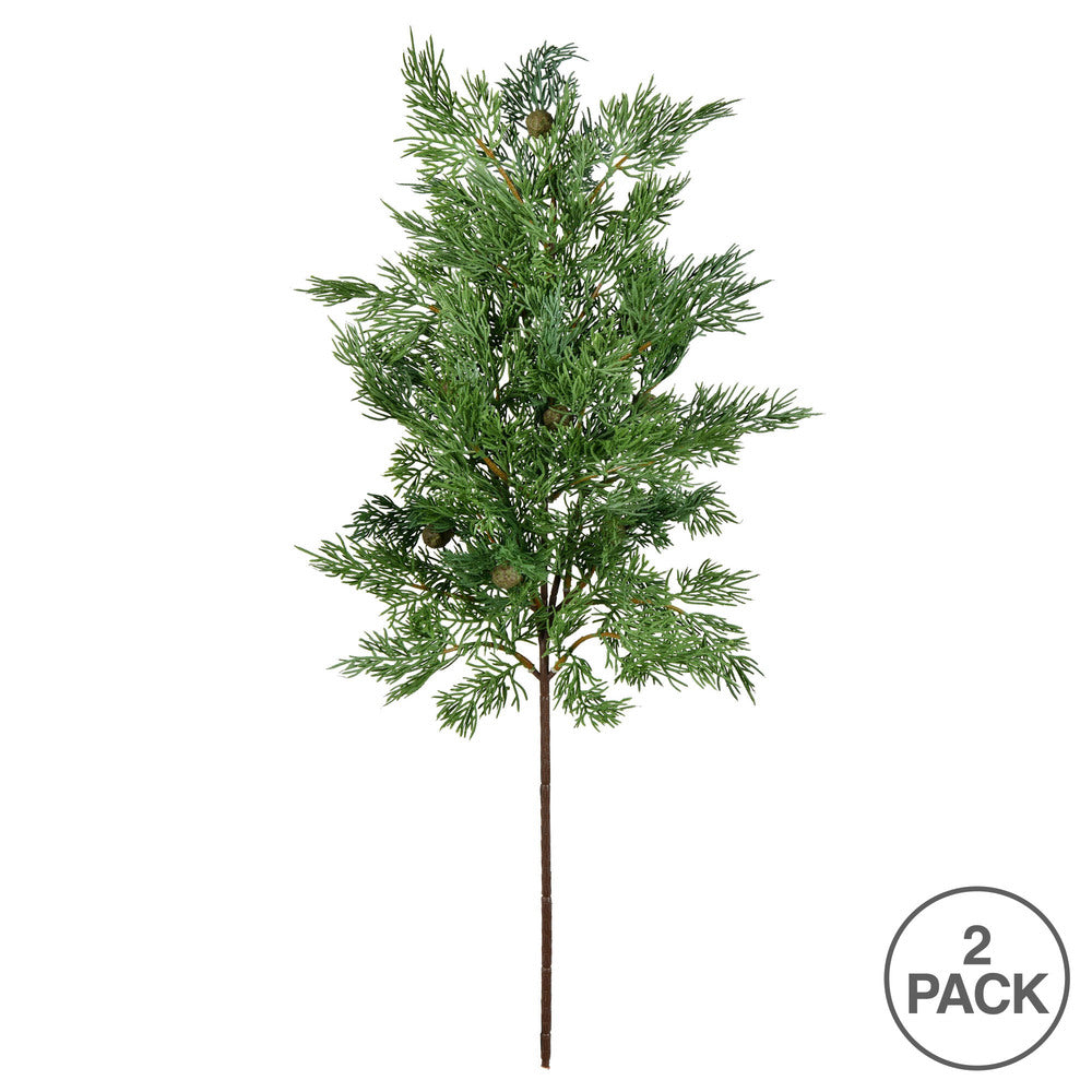 Vickerman 26.5" Green Stovall Cedar Pine Artificial Christmas Spray. Includes 2 sprays per pack.