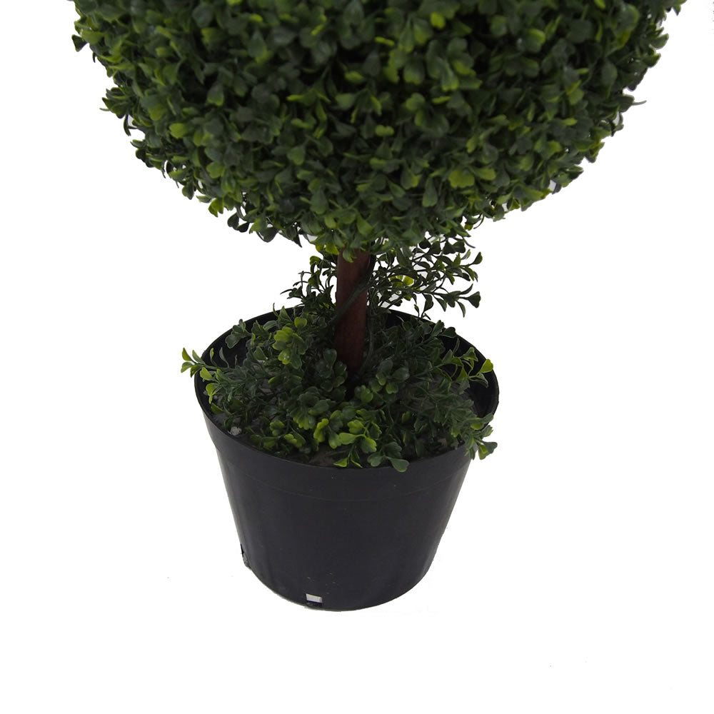 Vickerman 4' Artificial Potted Triple Ball Green Boxwood Topiary.