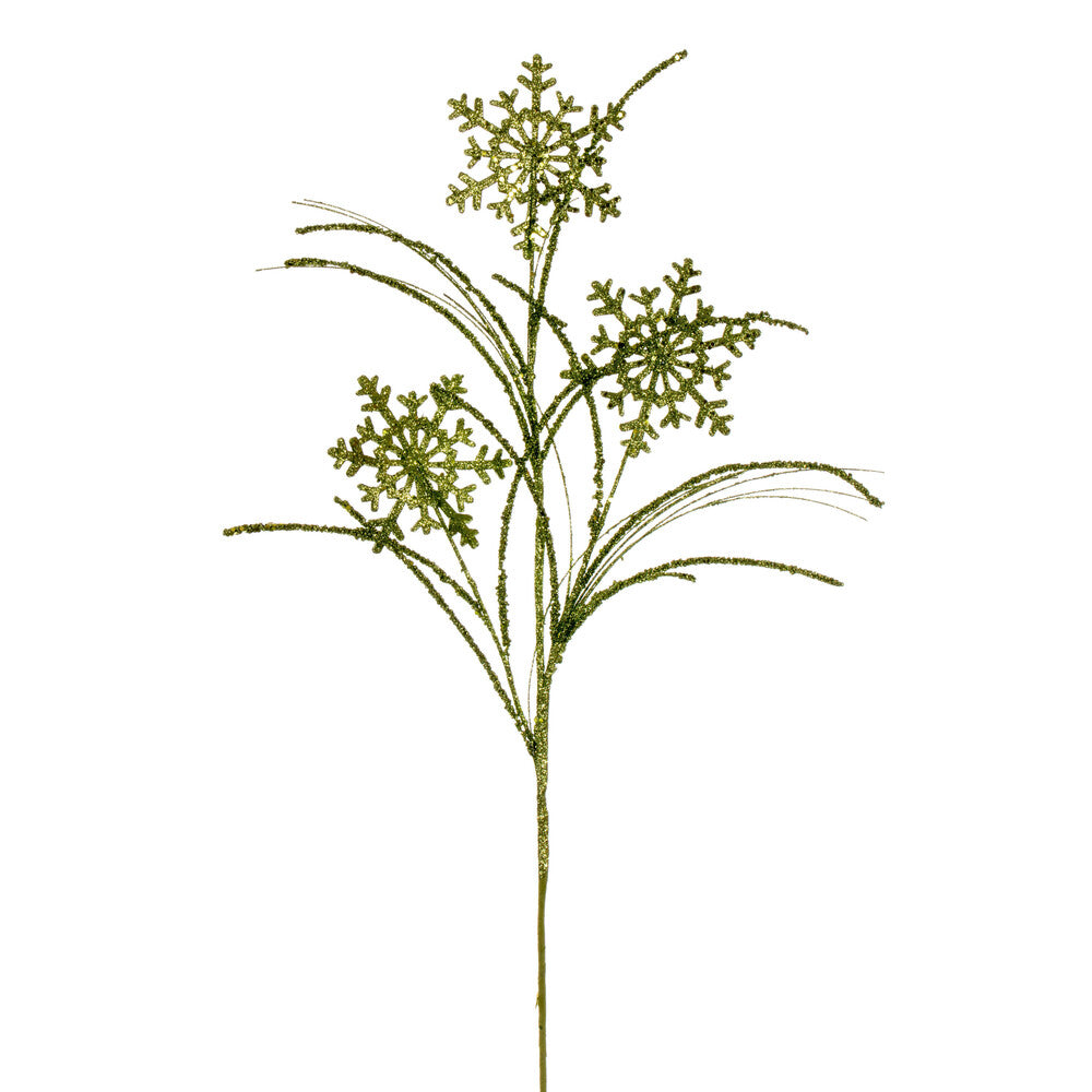 Vickerman 31" Lime Snowflake Glitter Spray 6 per bag.
