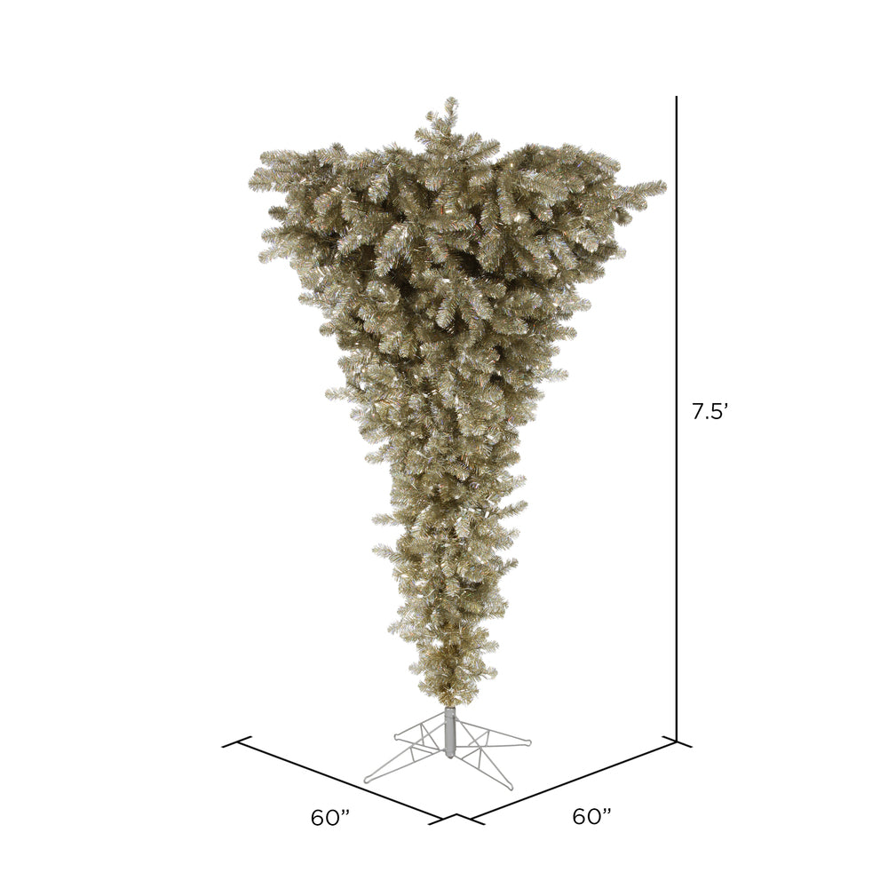 Vickerman 7.5' Champagne Upside Down Artificial Christmas Tree Unlit