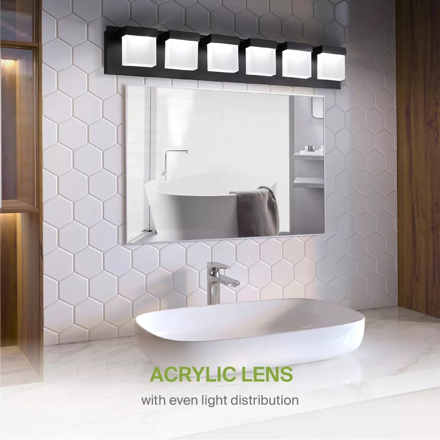 ASD Lighting LED Vanity 6-light 35W 120V Triac 3000/4000/5000K Black ETL