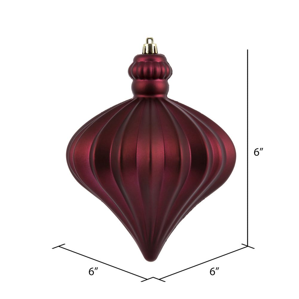 Vickerman 6" Berry Red Matte Onion Drop Christmas Ornament 4 per Bag