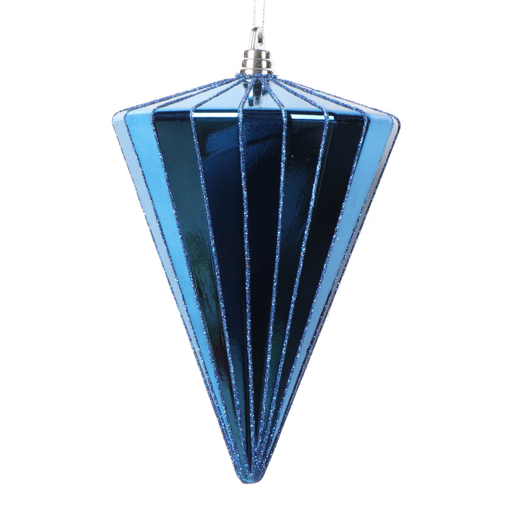 Vickerman 6" Shiny Midnight Blue Cone Ornament 3 per bag.