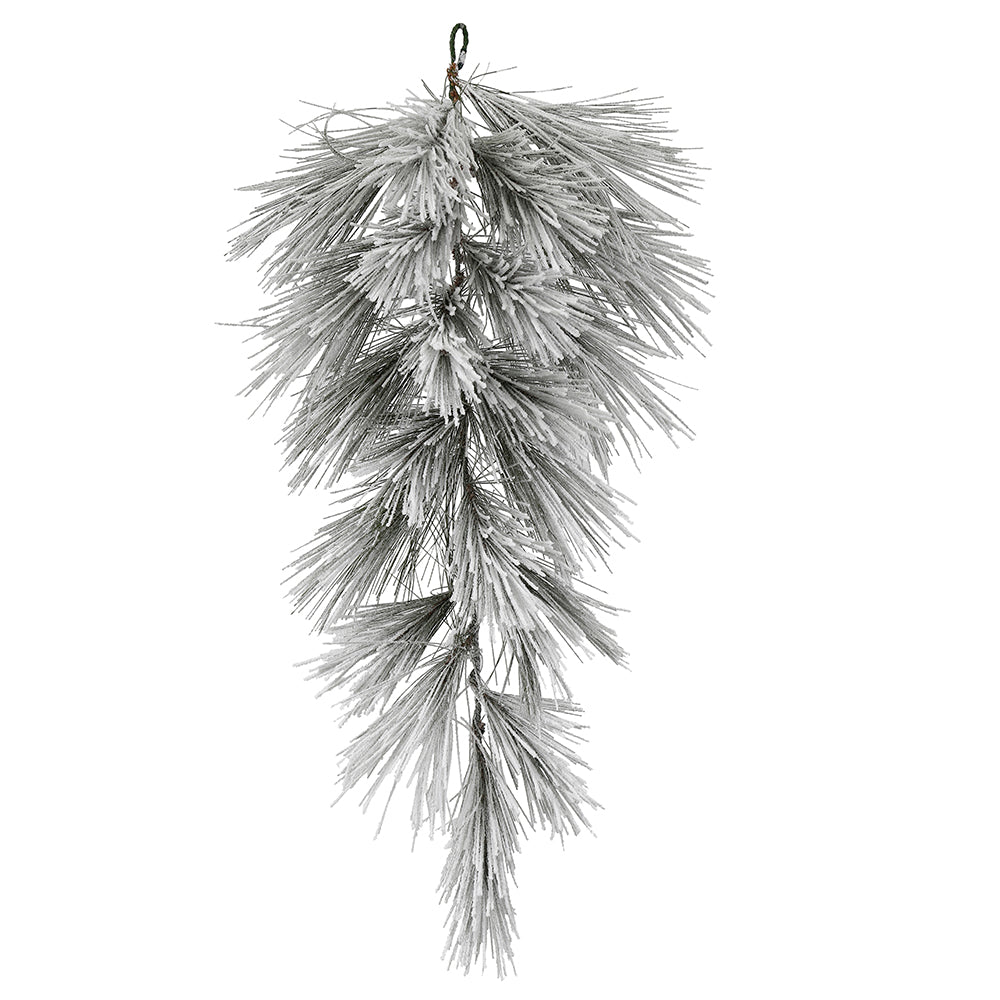 Vickerman 42" Flocked Alder Long Needle Pine Artificial Christmas Teardrop Unlit