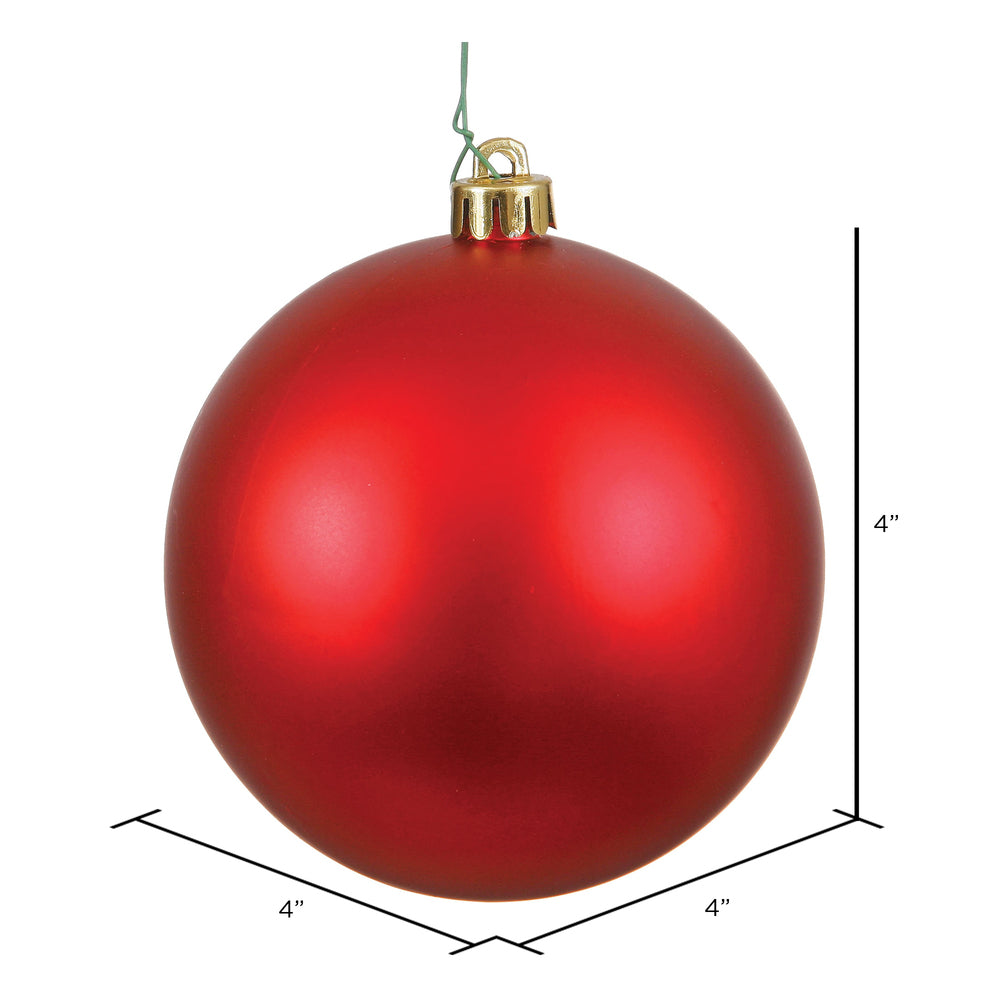 Vickerman 4" Red Matte Ball Ornament 6 per Bag
