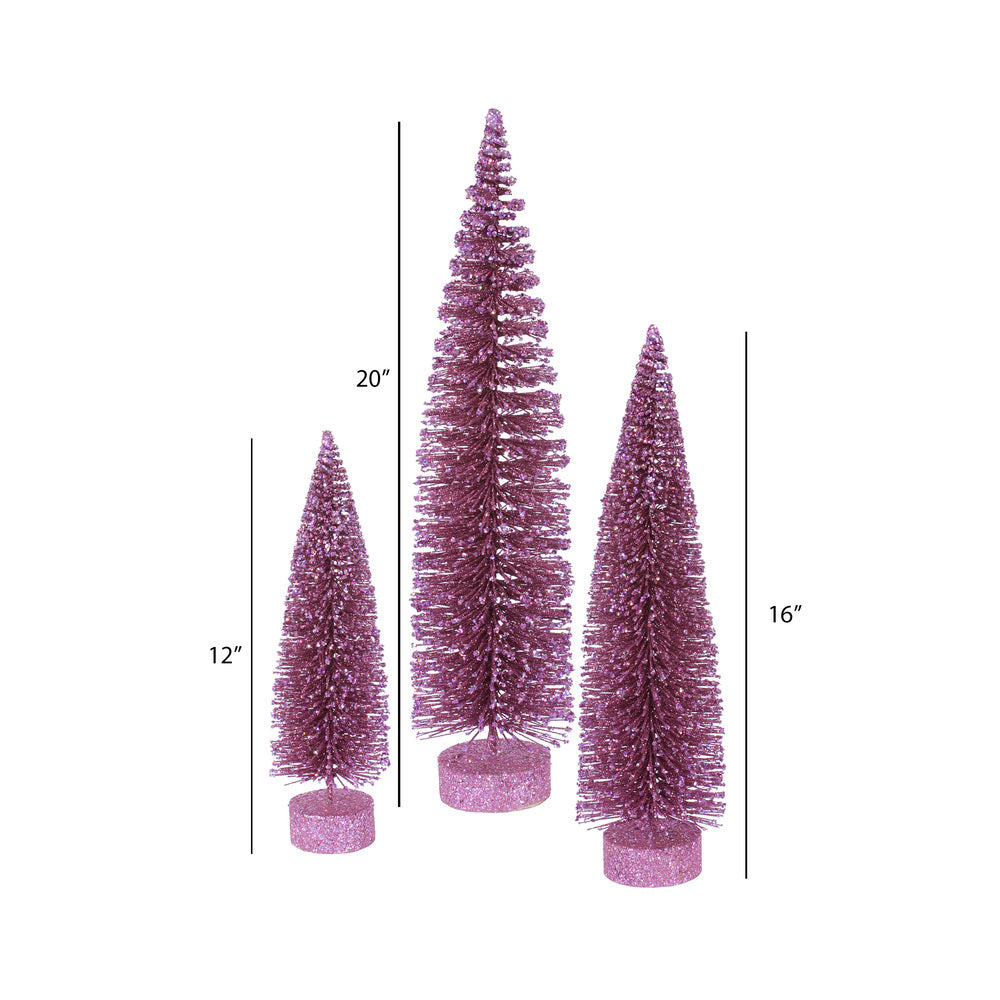 Vickerman 12"-16"-20" Orchid Glitter Oval Artificial Christmas Tree Unlit