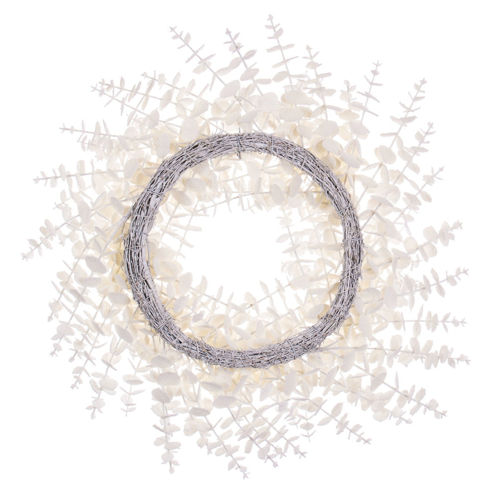 Vickerman 24" White Artificial Eucalyptus Snowy Wreath.