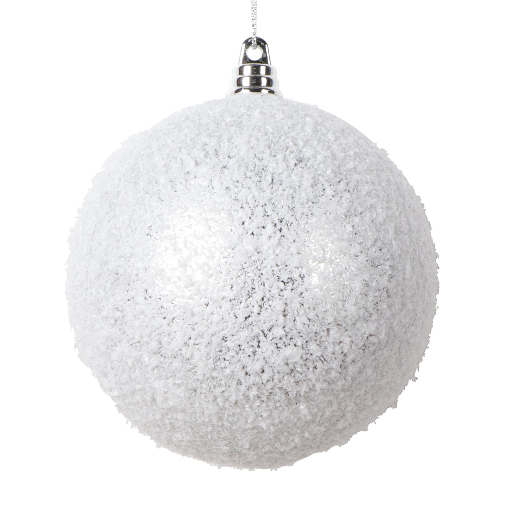 Vickerman 4" Silver Matte Snow Covered Ornament 4 per bag.