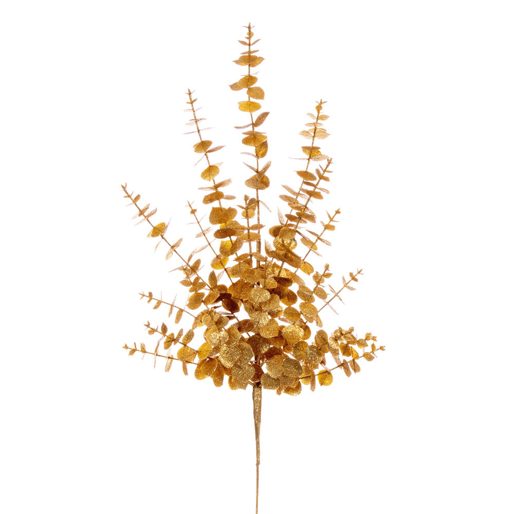 Vickerman 28" Gold Artificial Eucalyptus Glitter Spray 2 per bag.
