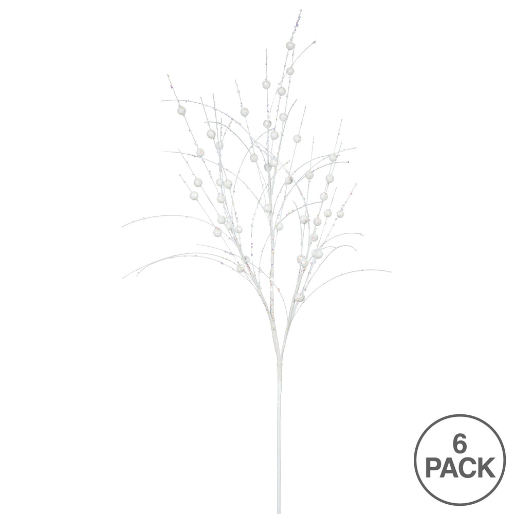 Vickerman 35" White Glitter Berry Artificial Christmas Spray. Includes 6 sprays per pack.