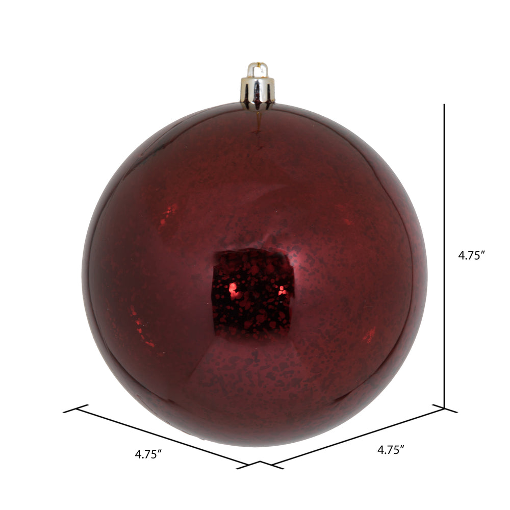 Vickerman 4.75" Burgundy Mercury Ball Ornament 4 per Bag.