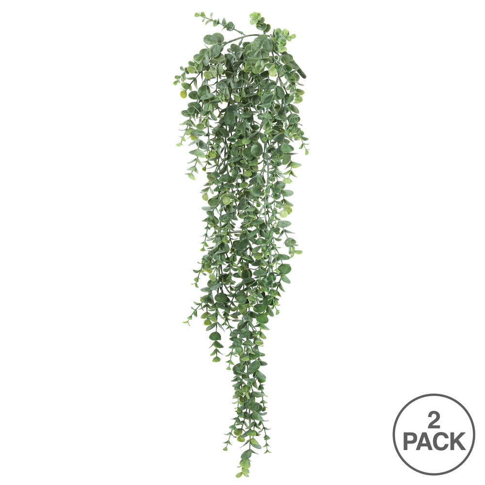 Vickerman 32" Artificial Green Hanging Mini Leaf Eucalyptus Bush 2 per Pack.
