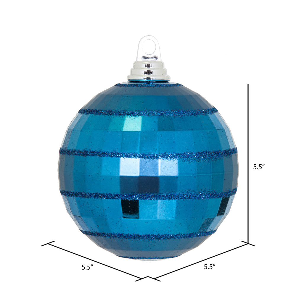 Vickerman 5.5" Midnight Blue Shiny and Matte Mirror Ball Christmas Ornament with Glitter Accents