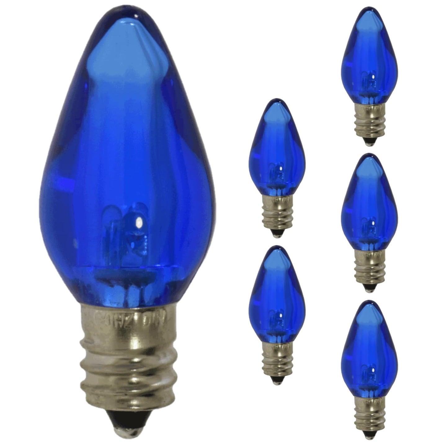Damar- C7 LED Replacement Christmas Light Bulbs Transparent Blue Color 0.96W E12 Candelabra Base 100-130V Dimmable Pack of 6- Shatterproof String Lights for Patio Holiday Party Decor Xmas Tree