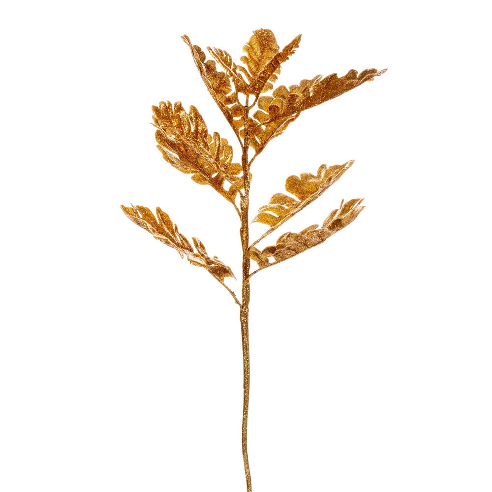 Vickerman 19" Gold Artificial Dusty Miller Glitter Spray 3 per bag.