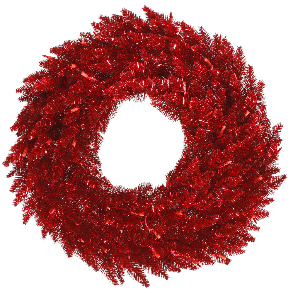 Vickerman 24" Tinsel Red Fir Artificial Christmas Wreath Unlit