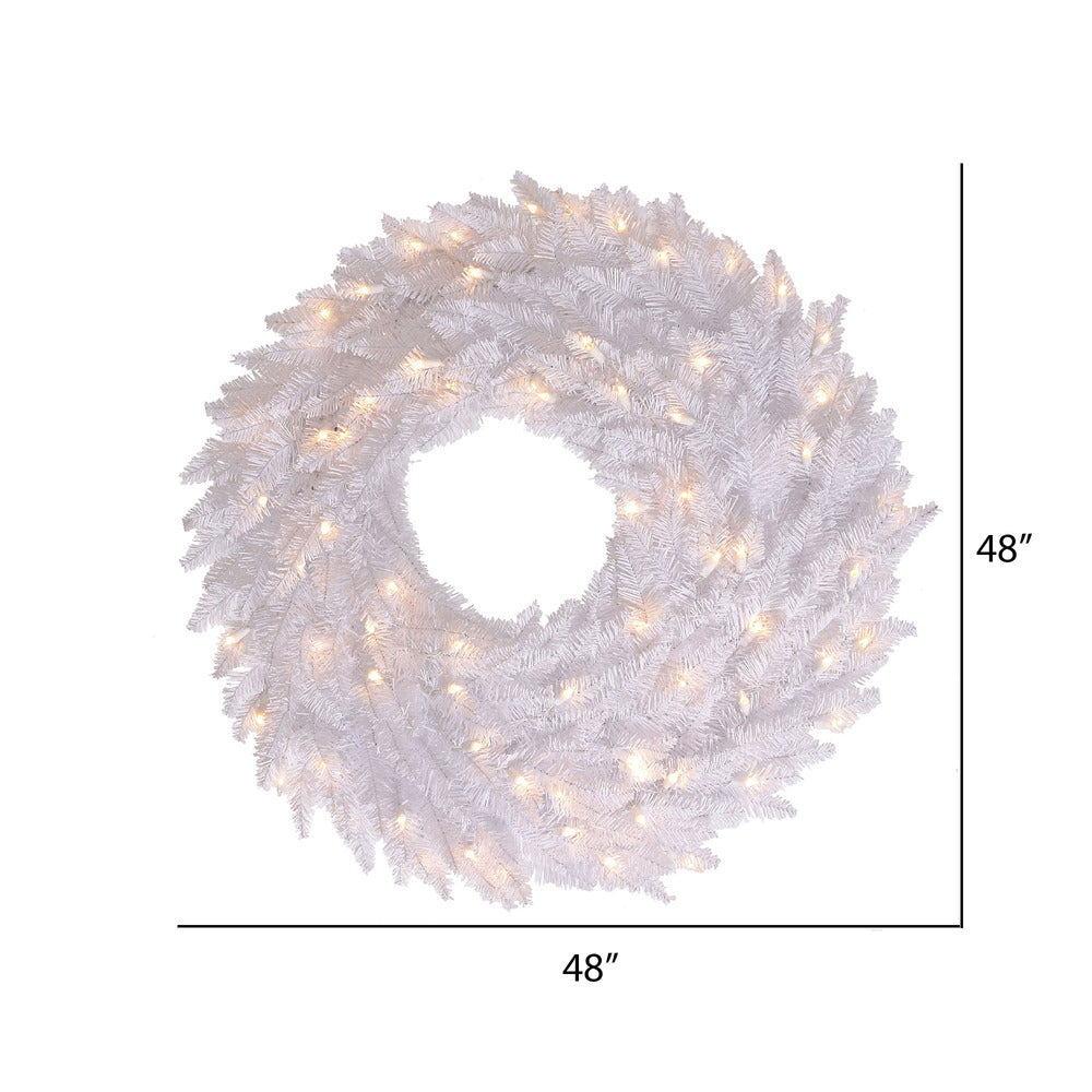 Vickerman 48" White Fir Artificial Christmas Wreath Warm White Dura-Lit LED lights