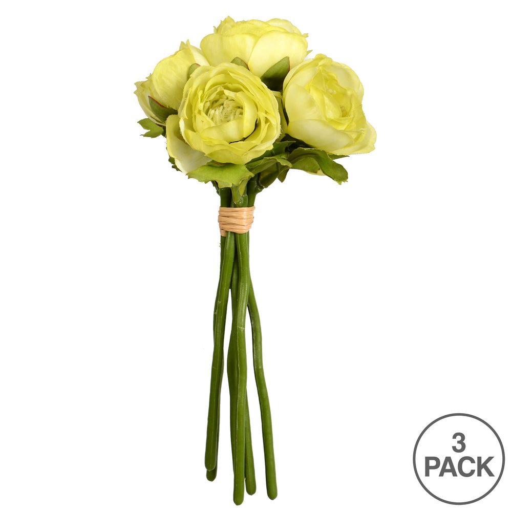 Vickerman 9" Artificial Mini Spring Green Ranunculus Spray. Includes 3 sprays per pack.