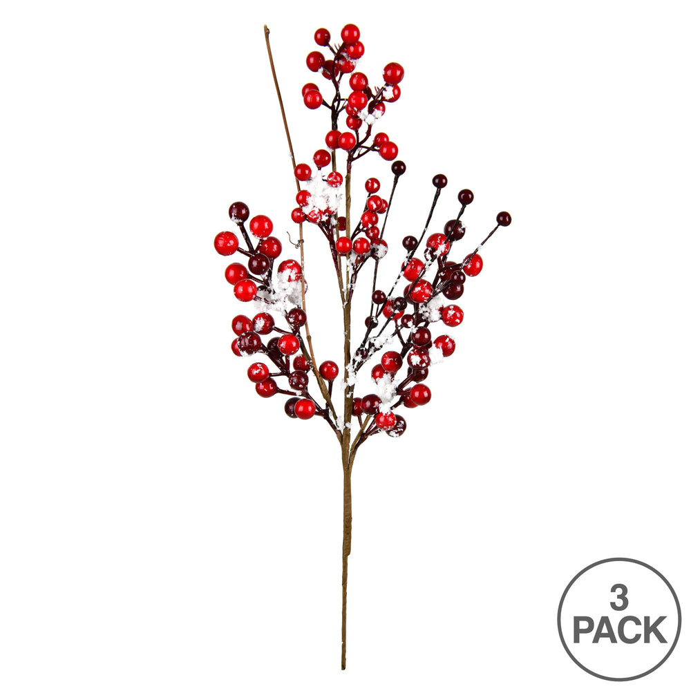 Vickerman 18" Artificial Red Snow Berry Pick Set of 3