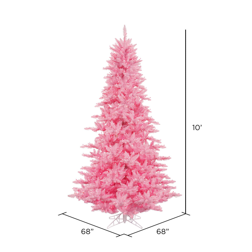Vickerman 10' Pink Fir Artificial Christmas Tree Pink Dura-lit LED Lights