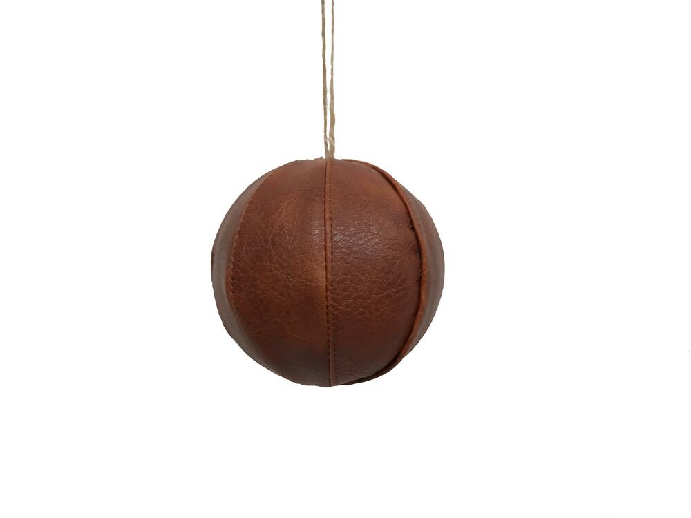 Vickerman 4" Mocha Brown Faux Leather Ball Christmas Ornament 4 pieces per bag