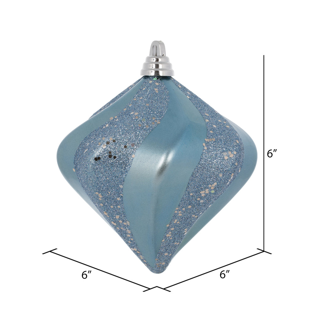 Vickerman 6" Periwinkle Candy Glitter Swirl Diamond Christmas Ornament