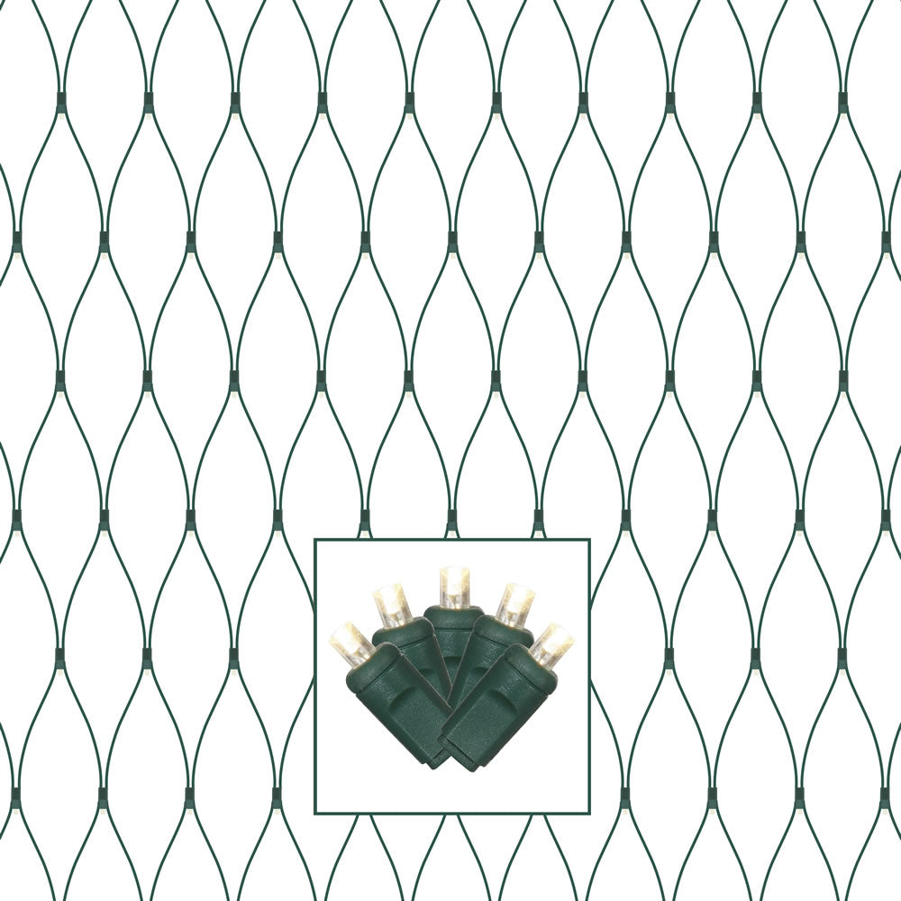 Vickerman 150 Pure White Wide Angle LED Christmas Net Light Set Green Wire