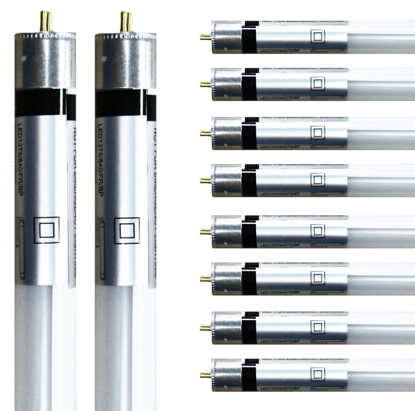 Damar- 45.75-Inch T5 LED Tube Light with Safe Shield Sleeve Type B Ballast Bypass Single Ended 13W 1650 Lumen 4000K Cool White G5 Miniature Base 120-277VAC Pack of 10- Fluorescent Replacement Tube
