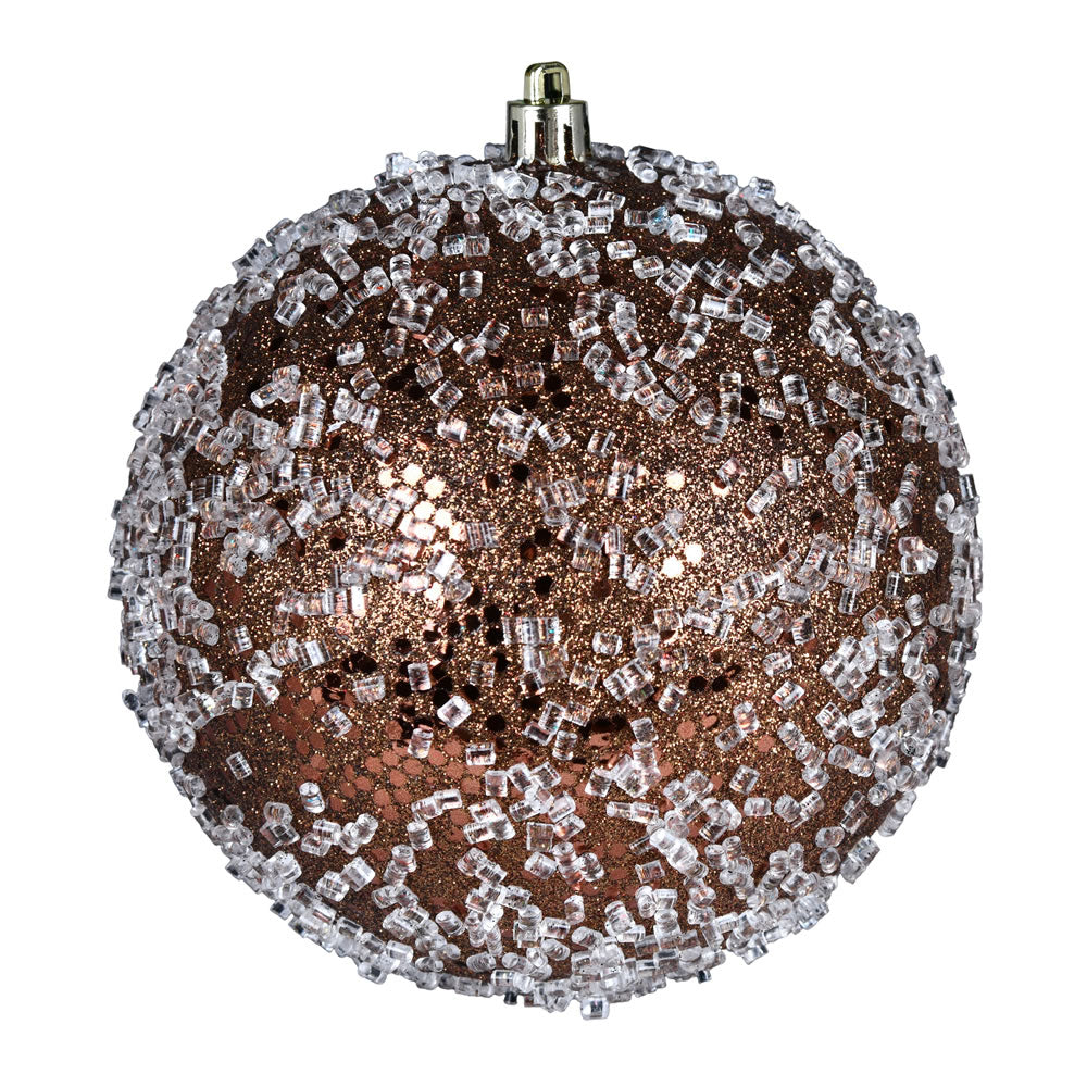 Vickerman 8" Mocha Glitter Hail Ball Drilled Wired.