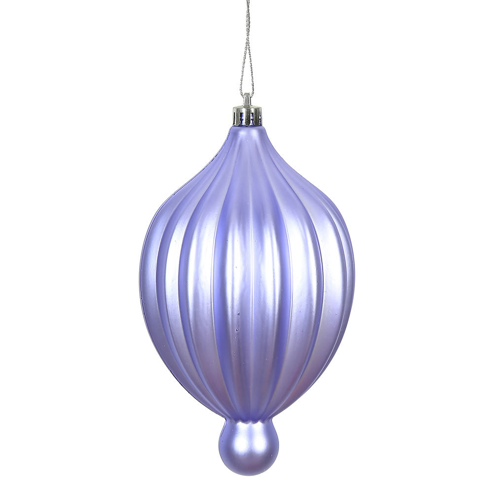 Vickerman 6.3" x 3.5" Lavender Matte Lantern Ornament with drilled and wired caps. Comes 4 per Bag.