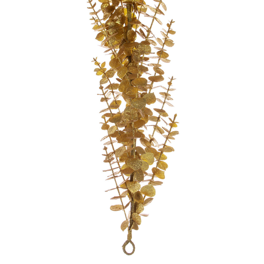 Vickerman 6' Gold Artificial Eucalyptus Glitter Garland.