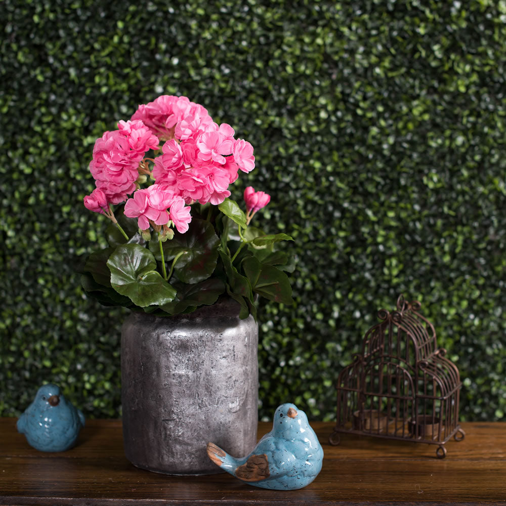 Vickerman 15.25" Artificial Pink Polyester Geranium Bush.