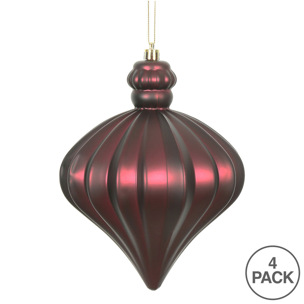 Vickerman 6" Wine Matte Onion Drop Christmas Ornament 4 per Bag