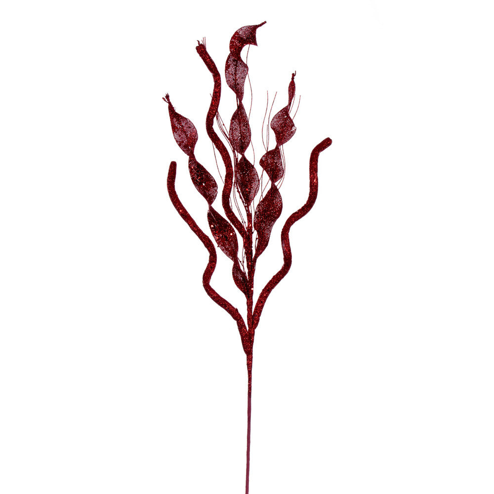 Vickerman 34" Red Multi Spiral Glitter Spray 4 per bag.