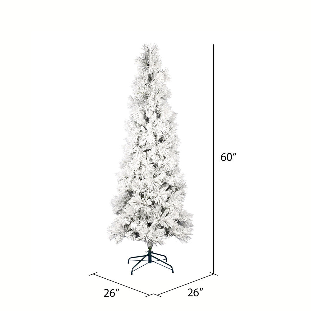 Vickerman 5' x 26" Unlit Flocked Atka Pine Pencil Artificial Christmas tree