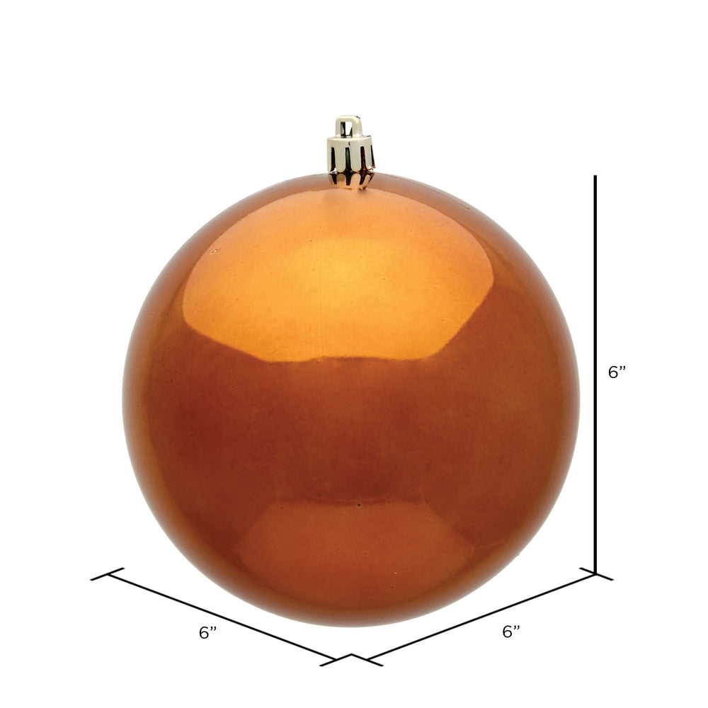 Vickerman 6" Copper Shiny Ball Ornament 4 per Bag