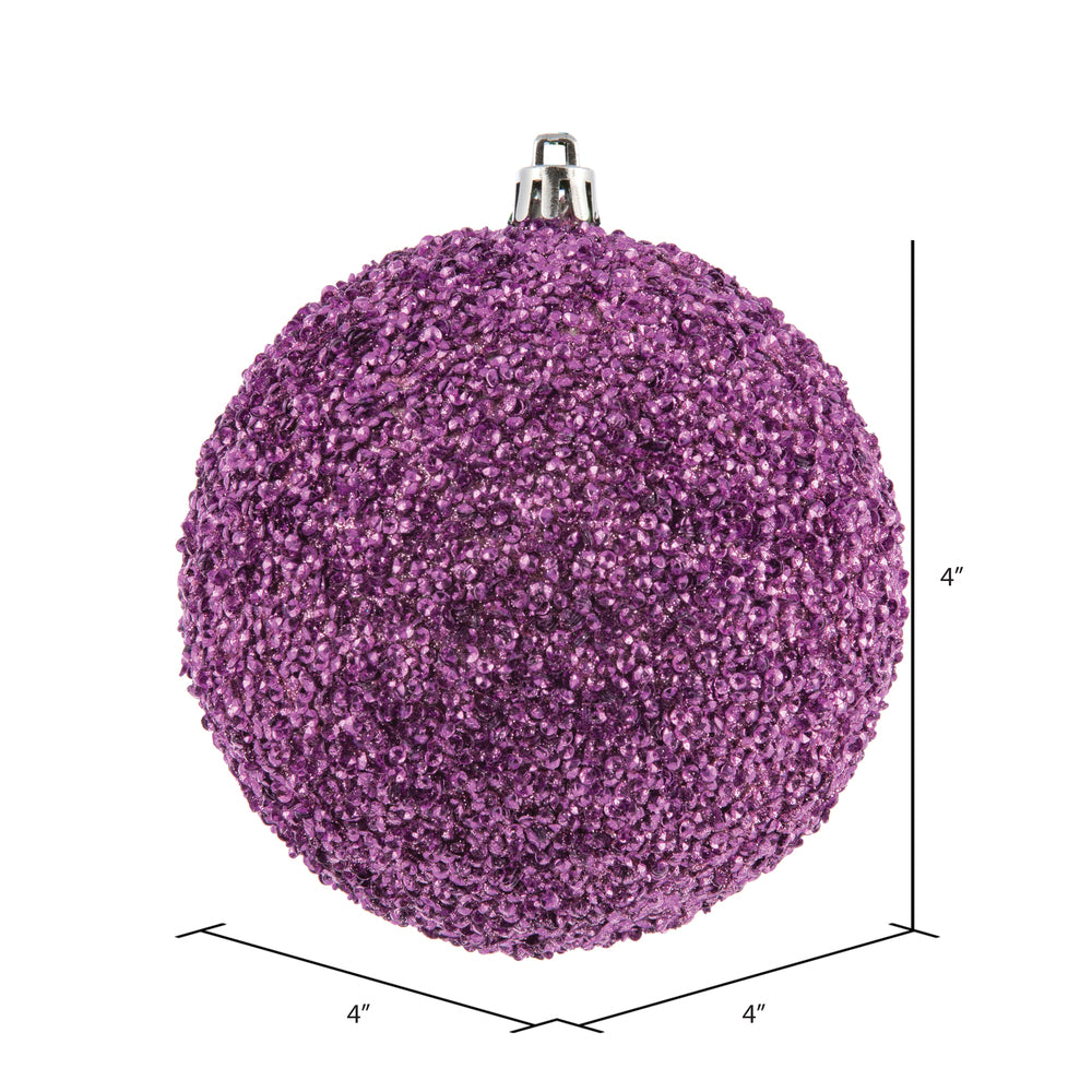 Vickerman 4" Pink Beaded Ball Ornament 6 per Bag
