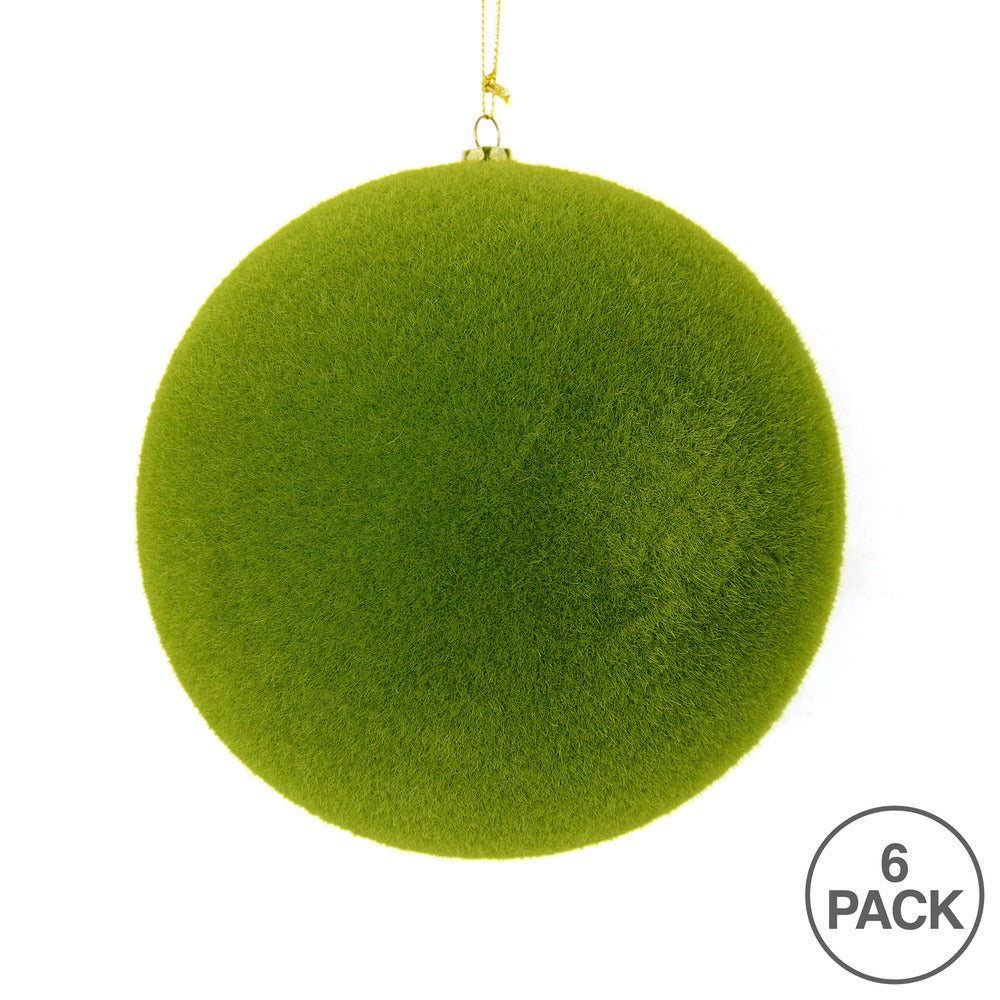 Vickerman 4" Moss Green Flocked Ball Ornament 6 per bag