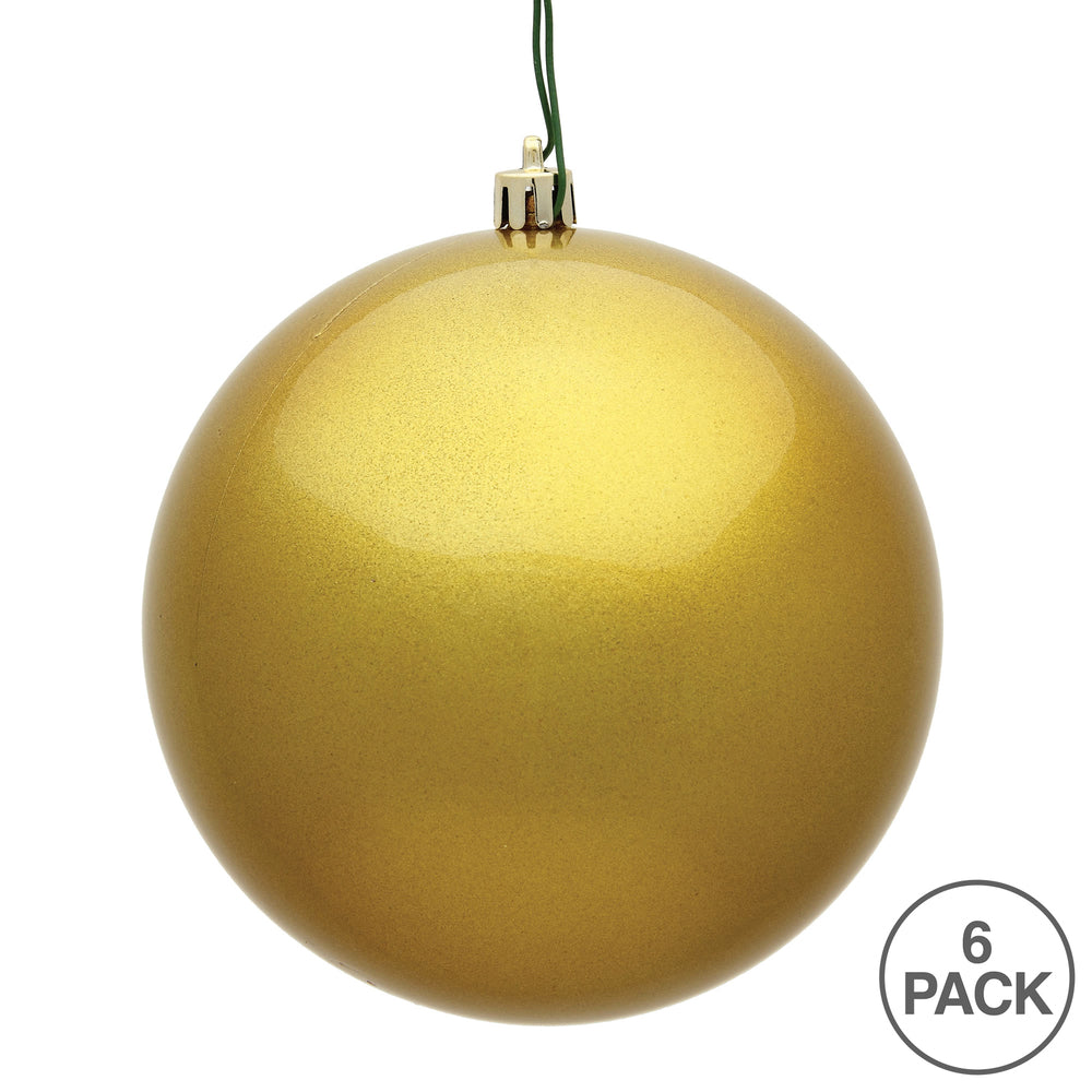 Vickerman 4" Gold Candy Ball Ornament 6 per Bag