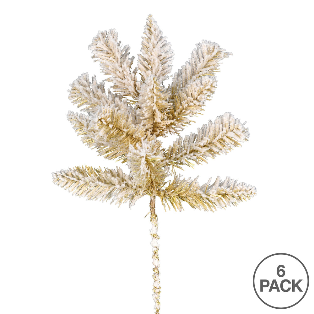 Vickerman 18" Frosted Gold Artificial Christmas Spray. Includes 6 sprays per pack.