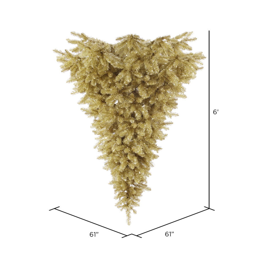 Vickerman 6' Champagne Upside Down Artificial Christmas Tree Unlit