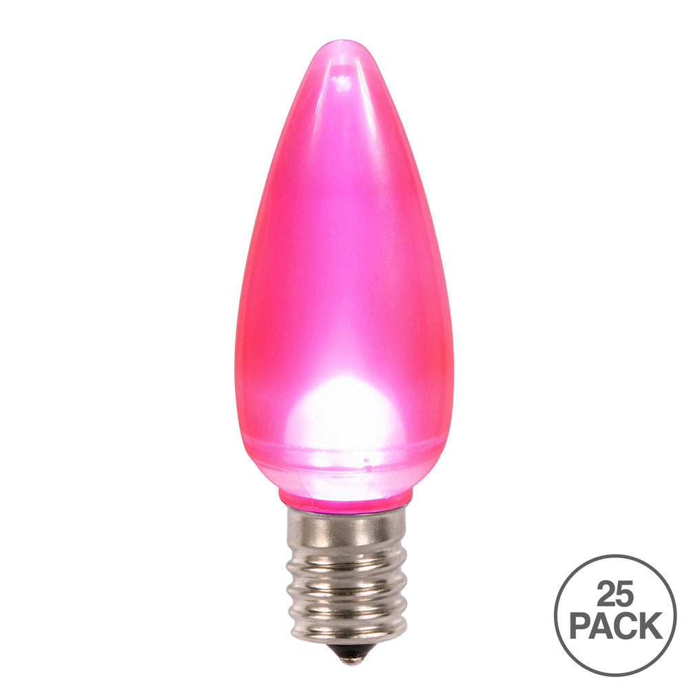 Vickerman C9 Ceramic LED Pink Twinkle Bulb Nickel Base 120V .6 Watts 25 Bulbs per Pack