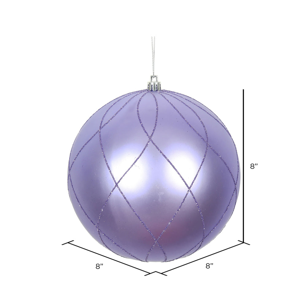 Vickerman 8" Lavender Matte and Glitter Swirl Ball Ornament