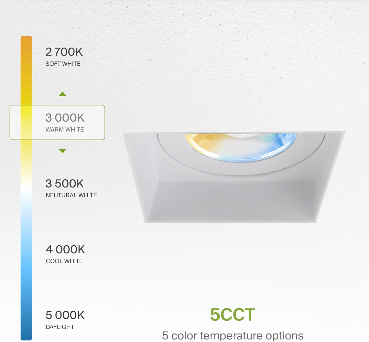 ASD Lighting LED Trimless Downlight Square 3.5inch 12W 120V Triac 2700/3000/3500/4000/5000K White ETL
