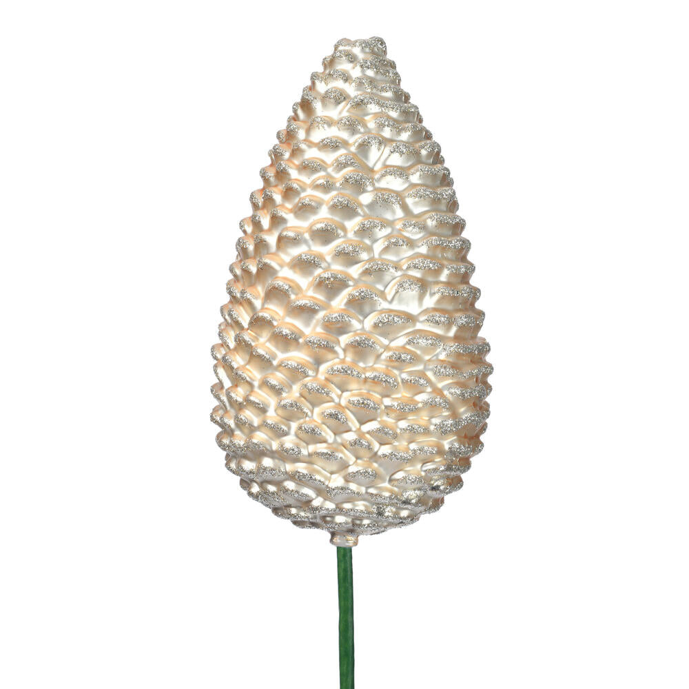 Vickerman 24" x 7" Champagne Matte Glitter Pinecone Aritificial Christmas Stick 4 per set