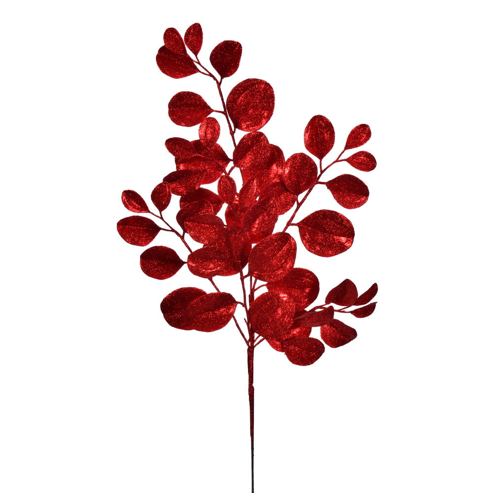 Vickerman 25" Red Artificial Dogwood Glitter Spray 3 per bag.