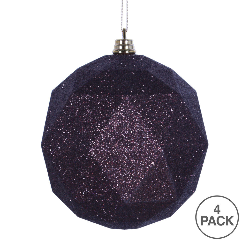 Vickerman 6" Mocha Glitter Geometric Ball Ornament 4 per bag