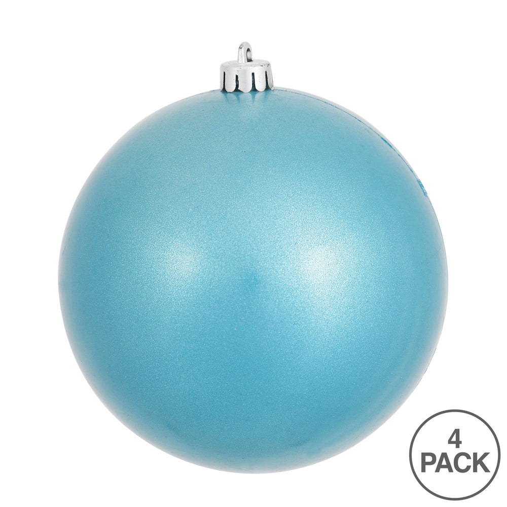 Vickerman 6" Turquoise Candy Ball Ornament 4 per Bag